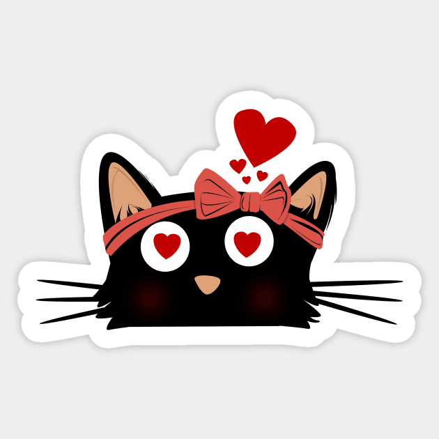 Cute black cat love Sticker by Rishirt